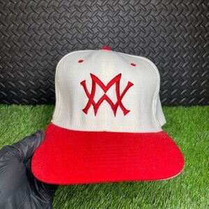 Vintage 90's MW Red White Flex Fit Indian 25 Wool‎ Blend Baseball Hat Men's L